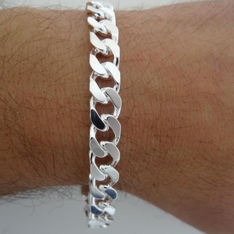 925 italy silver men's curb bracelet 8mm