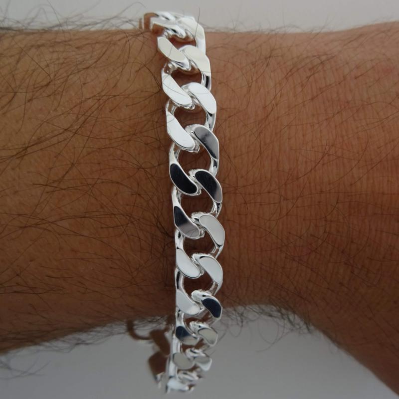 925 italy silver mens curb bracelet 8mm