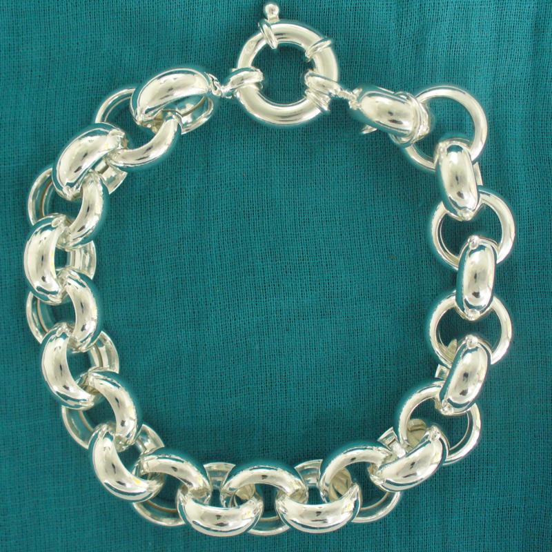 Sterling silver belcher bracelet. Silver round rolo link bracelet