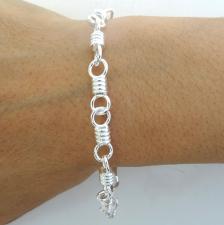 Handmade solid sterling silver bracelet 6.8mm. Spiral chain.