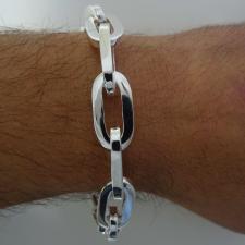925 italy solid sterling silver rectangular link bracelet 