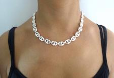 Solid sterling silver maglia marina necklace 12mm