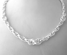 Solid 925 sterling silver alternate loose rope chain necklace