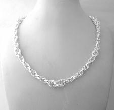 Solid 925 sterling silver alternate loose rope chain necklace