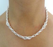 Solid 925 sterling silver alternate loose rope chain necklace 6.00mm. Five components with interw...