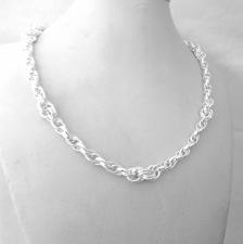 Solid 925 sterling silver alternate loose rope chain necklace