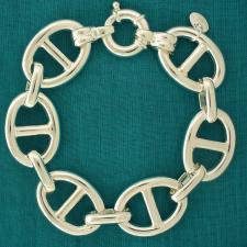 Sterling silver anchor chain link bracelet