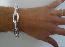925 italy solid sterling silver rectangular link bracelet 