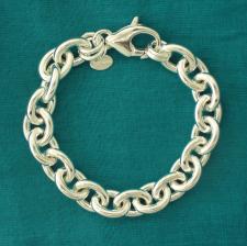 Sterling silver oval link bracelet 12mm. Hollow chain.