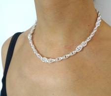 Solid 925 sterling silver alternate loose rope chain necklace