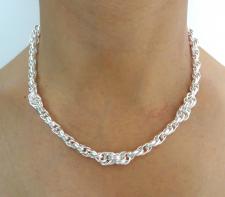 Solid 925 sterling silver alternate loose rope chain necklace